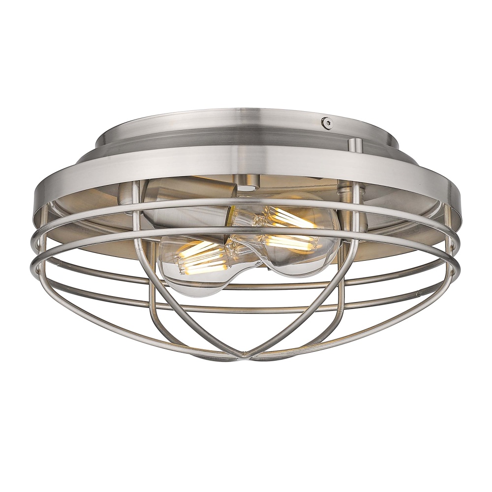 Golden Lighting Seaport 2-light Flush Mount in Pewter
